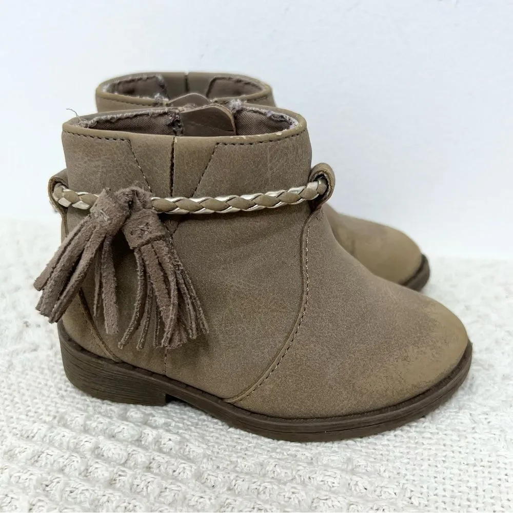 Wonder Nation Toddler Baby Girl Boots Sz 4 Tan Tassel Booties